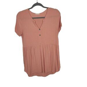 Yellow Chair Peplum Blouse in Peach Size‎ Medium